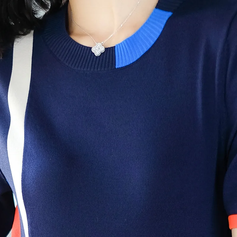 2XL Брендовое длинное вязаное платье лето 2019 женское в полоску с круглым вырезом