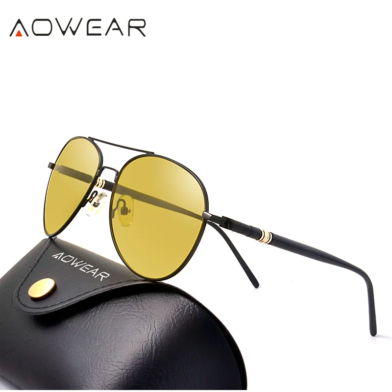 AOWEAR очки ночного видения от известного бренда для вождения ночью желтые