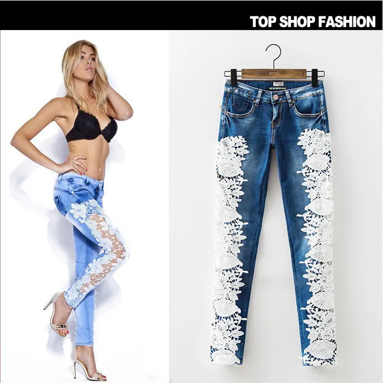 Suvance модные кружевные сшитые джинсовые хлопковые 100% узкие женские джинсы