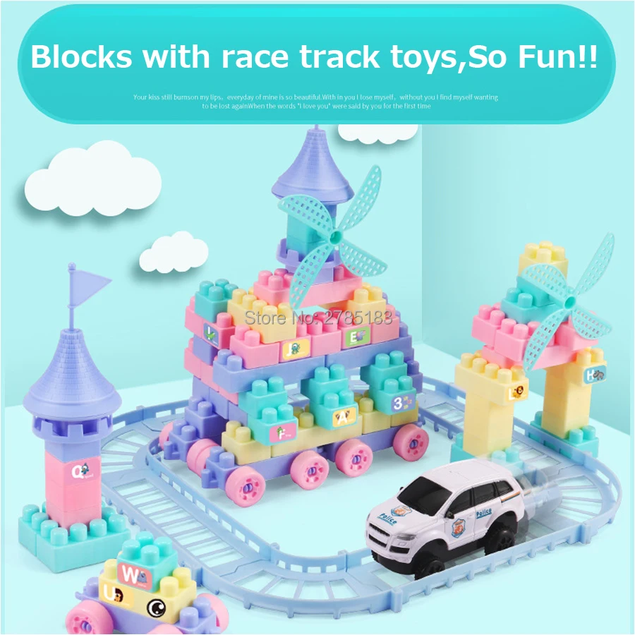 

Amusement Park Building Block Roller Coaster Electric Racing Track Car Toy Colorful Assembly Bricks set Educational For Children