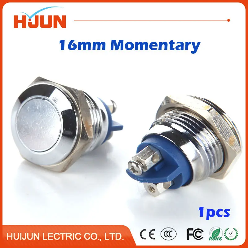 1 шт. металлический кнопочный переключатель из нержавеющей стали 16 мм