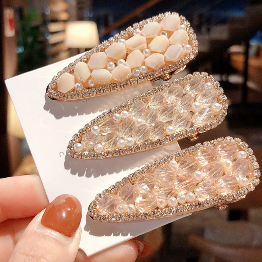1PC New Women Solid Color Hair Clips Girls Geometric Rock Barrettes Water Droplets Rectangle Hairpins Headbands Hair Accessories