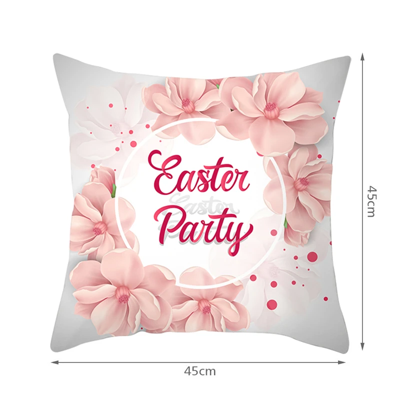 

Fawatacchi New Square Rabbit Happy Easter Decorations for Sofa Car Pillows Bunny Eggs Pillow Cases Cushion Cover Easter Home