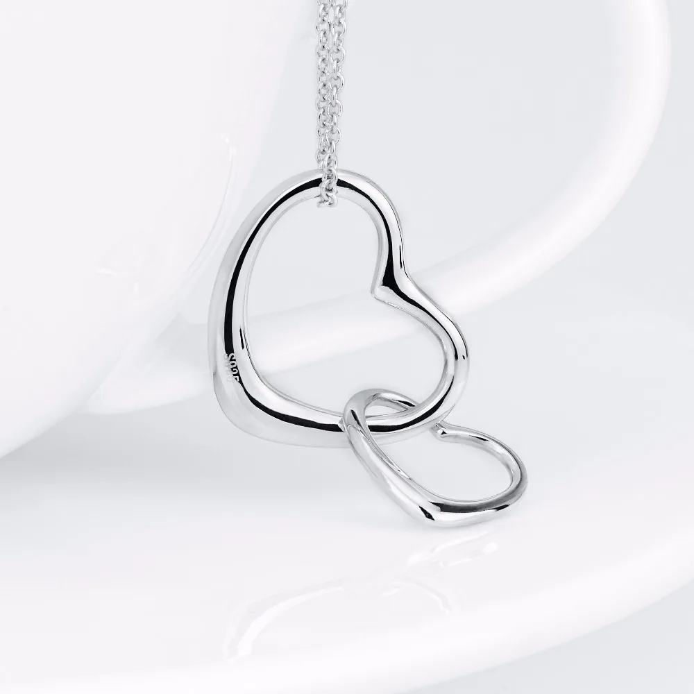925 Серебряные кулончики в стиле Hollow Style Heart to Love из серебра стерлингового сплава для женщин, ожерелье-заявление Necklace Jewelry Gifts GNX0100 on.