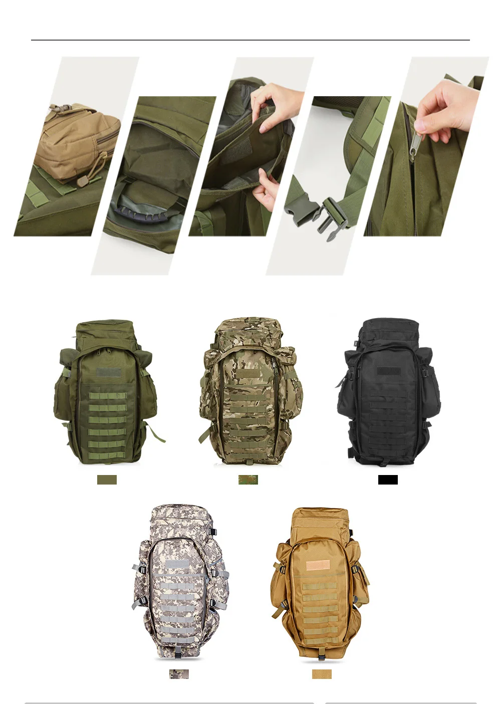 Outlife 60L 5 цветов Открытый военный рюкзак 1000D нейлоновый рюкзак для кемпинга пешего туризма