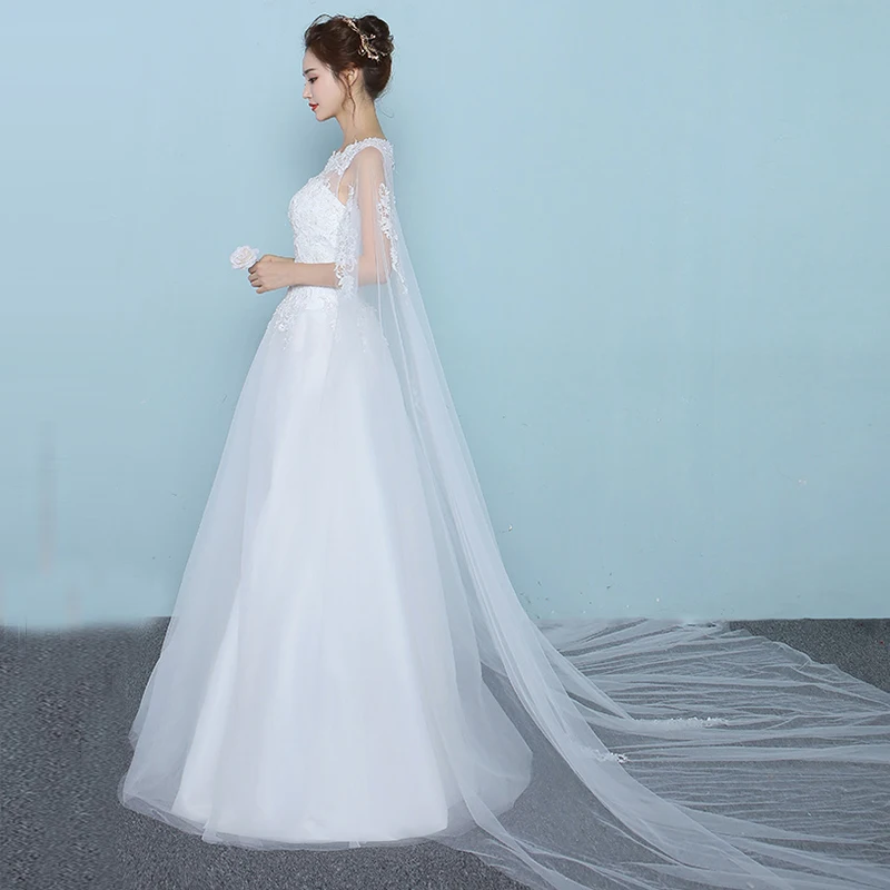 Свадебное платье с плеча Veil индивидуальные плюс Размеры Новый 2017 пол Длина