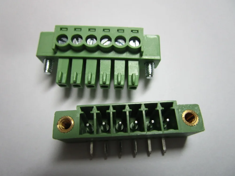 200 шт с Embossmen угол 6pin/Шаг 3 81 мм винтовой клеммный блок коннектор зеленый цвет