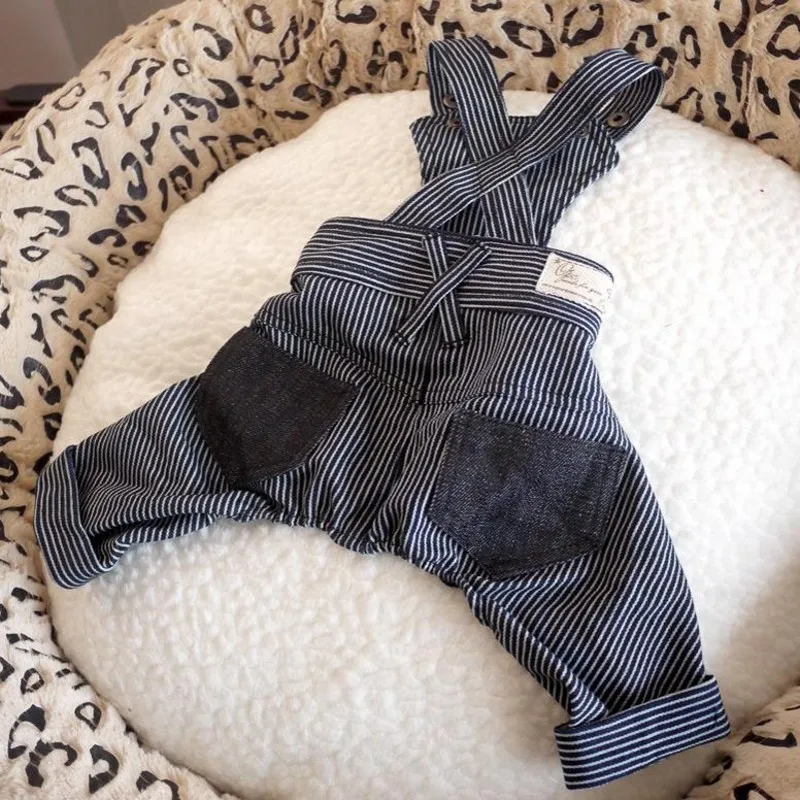 Новинка Модный комбинезон для собак одежда маленьких костюм черные белые джинсы