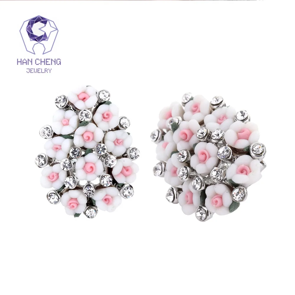 HanCheng новые модные роскошные серьги-гвоздики из смолы с драгоценным камнем Стразы