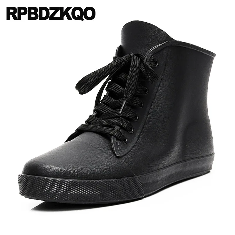 черный короткие водонепроницаемый высокий верх резиновые сапоги для рыбалки