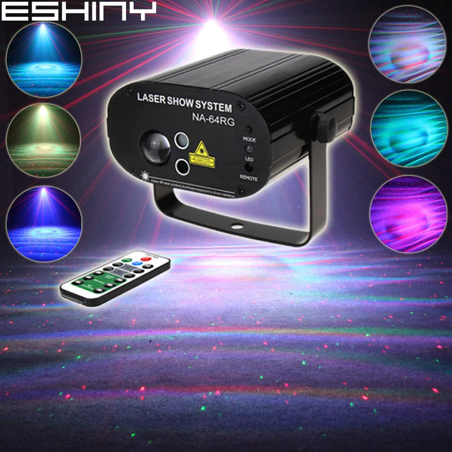 ESHINY R&G Laser Full Stars Patterns Aurora Water Galaxy Sky Effect RGB LED DJ Family Party Xmas Bar Dance Stage Light T207D4