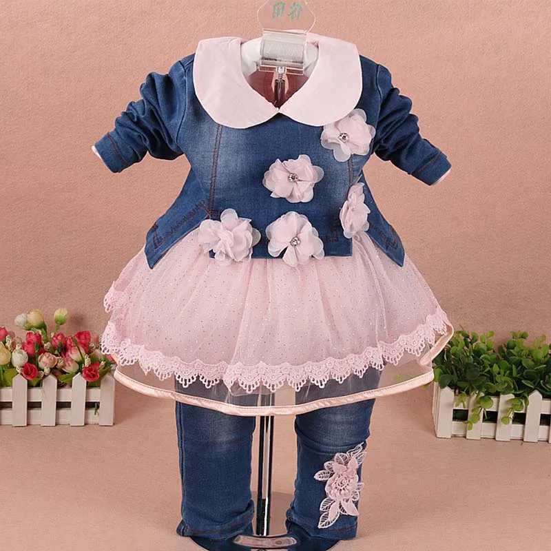 

Girl clothes sets 2019 spring autumn fashion denim toddler girl outfits children clothes girl birthday kids baby clothing sets
