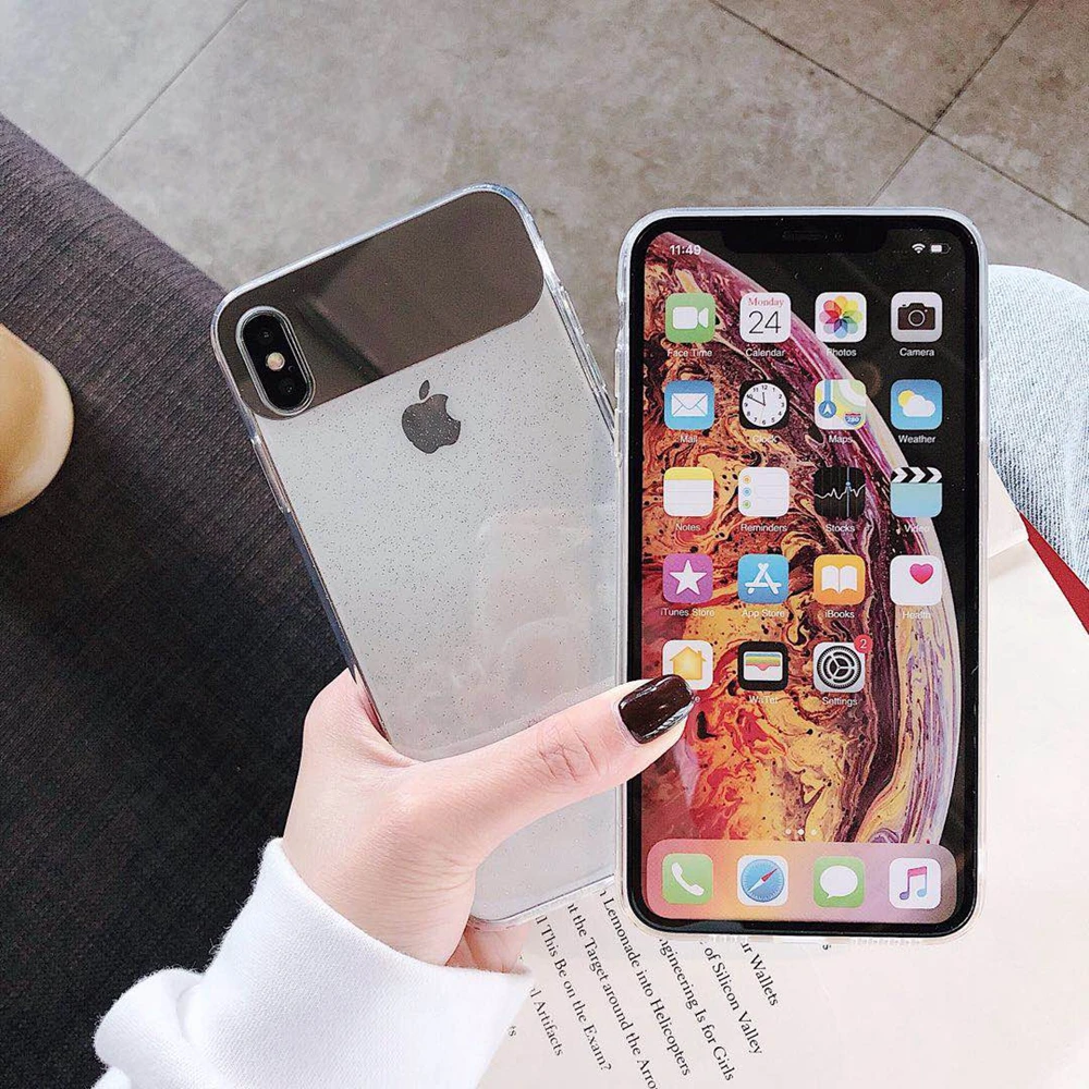 Eqvvol New Glitter Transparent Case For iPhone 7 8 Plus 6 6s Soft TPU Mirror Cases X XS MAX XR Ultra Thin Cover Coque |