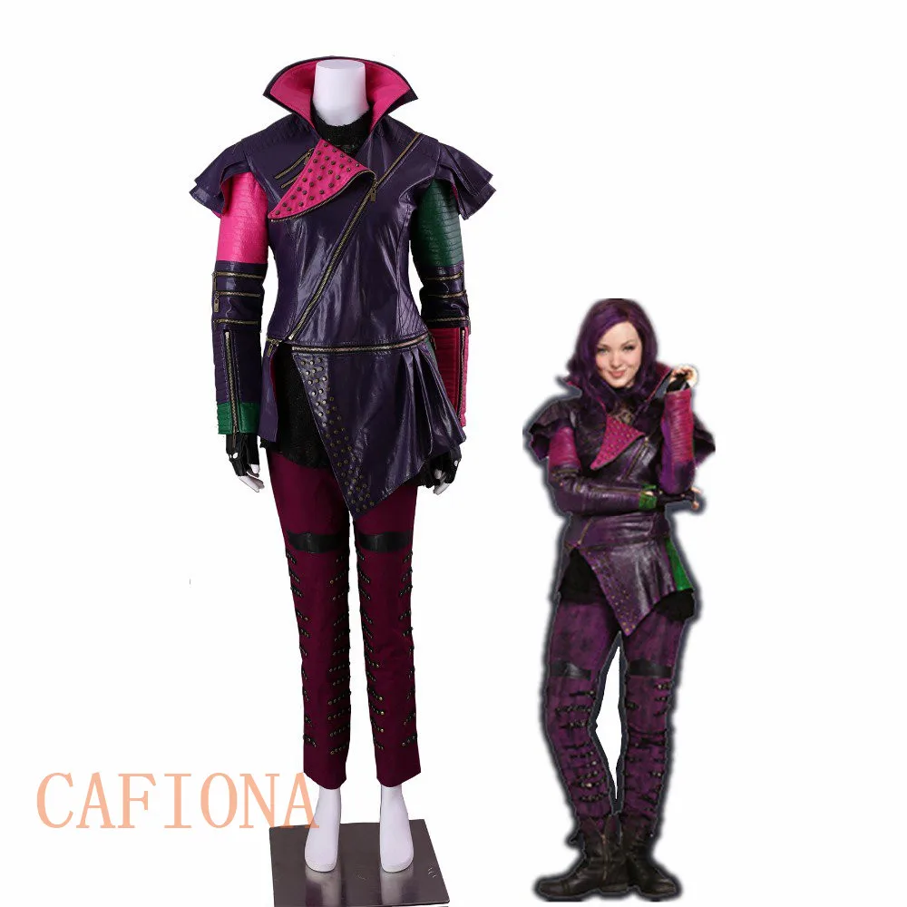 Костюм для косплея малы Cafiona Descendants 2 кожаное пальто в стиле панк полный комплект