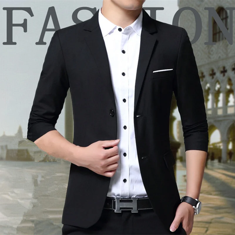 Модные Повседневное Блейзер Для мужчин Slim Fit два типа Кнопка выбора Blazer куртка