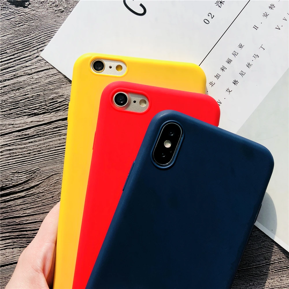 Cases For Iphone 8 Vintage Pure Color All Inclusive Soft TPU Frosted Phone Case 8Plus Cute Candy Back Cover |