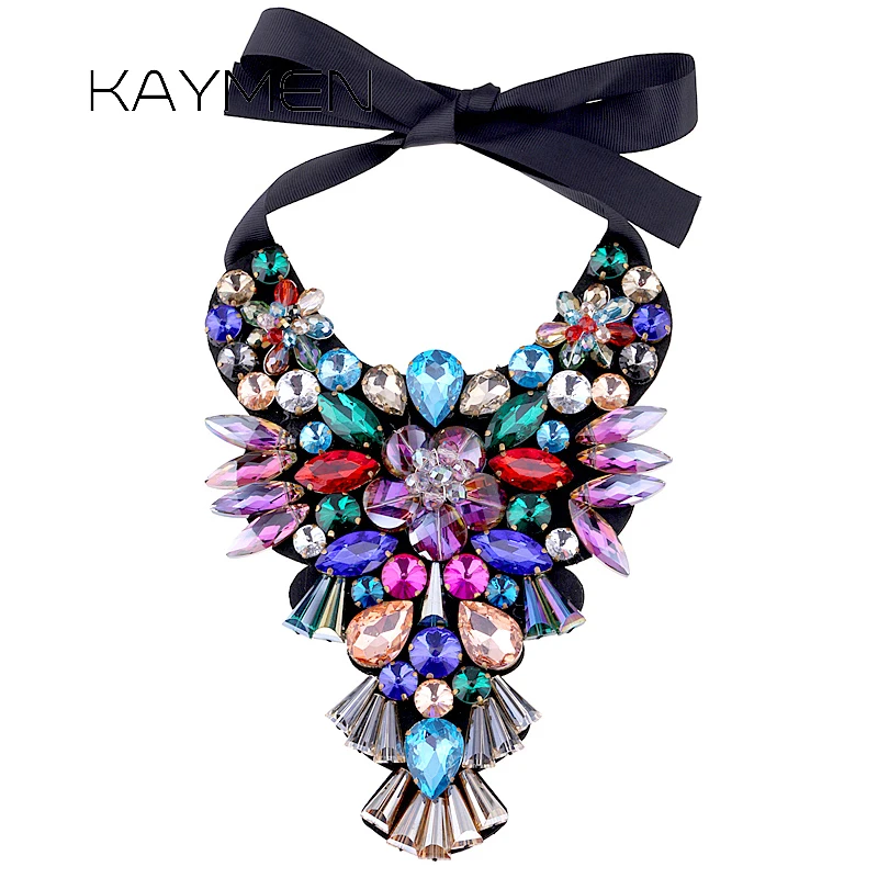 

KAYMEN Fashion Crystals Necklace Pendant by Handmade Women's Statement Chokers Torque Costume Jewelry Wholesale Bijoux