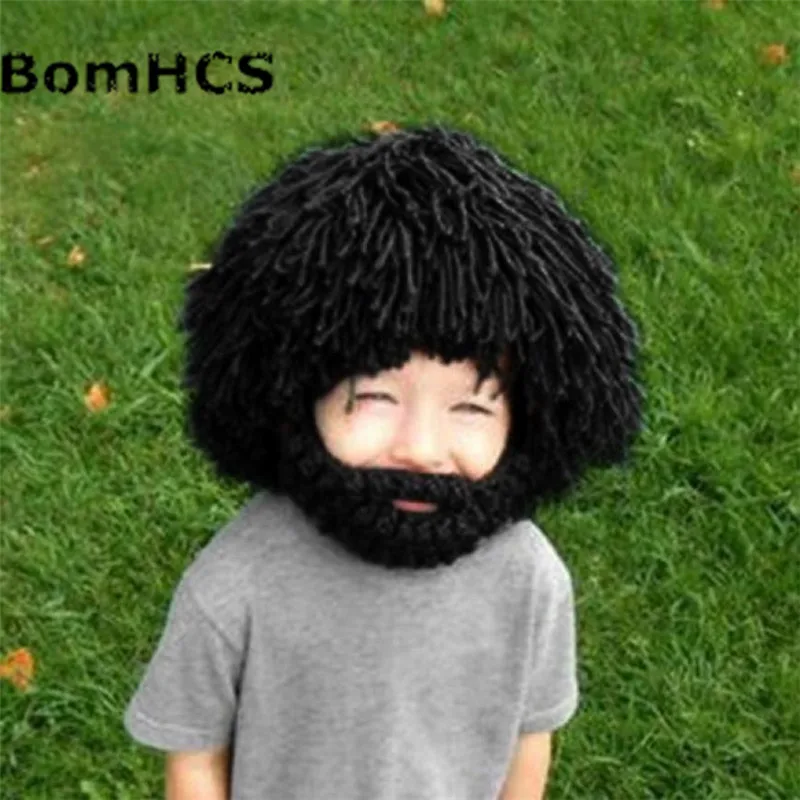 Шапка BomHCS с париком для бороды Хобо бешеный ученый раста пещерный человек