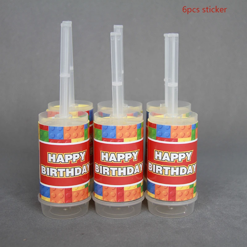 6pcs sticker Push Лего вечерние одноразовые столовые приборы бумажные тарелки и стаканы для детской вечеринки на день рождения Детские вечерние принадлежности для украшения - Цвет: 6pcs sticker Push