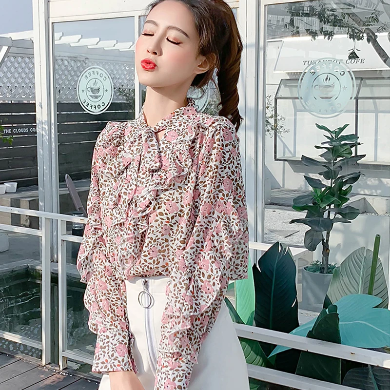 Blusas Mujer De Moda 2018 корейская модная одежда Femininas элегантная шифоновая блузка с