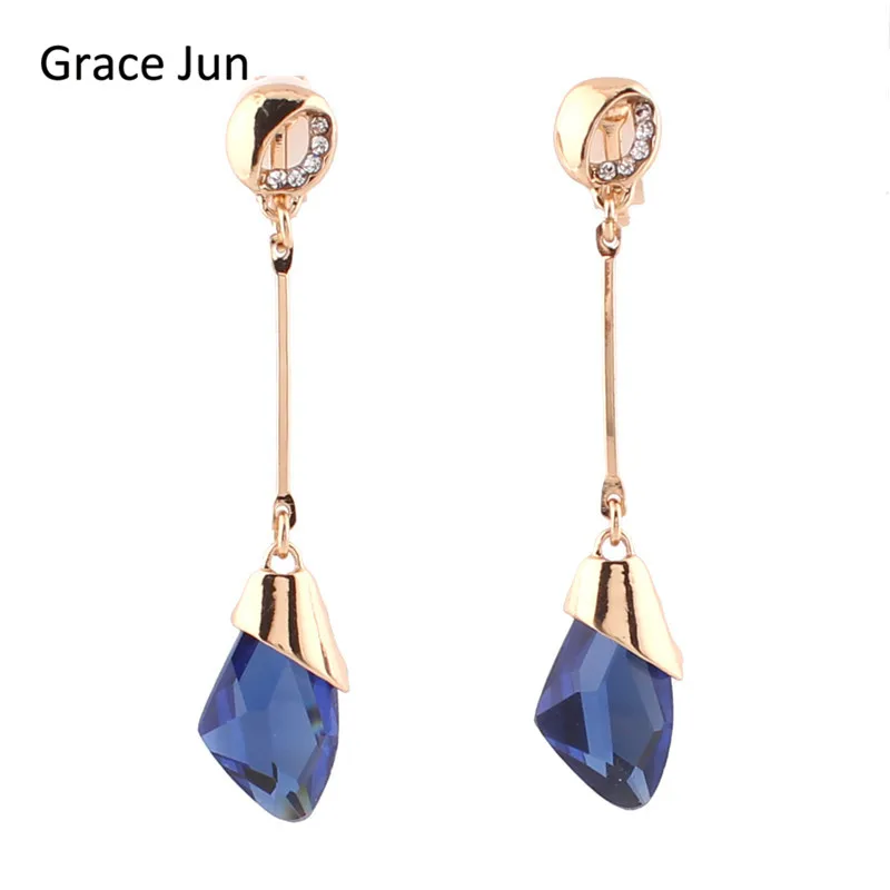 Бренд Grace Jun, высокое качество, свадебный кристалл, стразы, клипсы, серьги без пирсинга, для гриля, для выпускного вечера, Enagament, тонкие аксессуары для ювелирных изделий