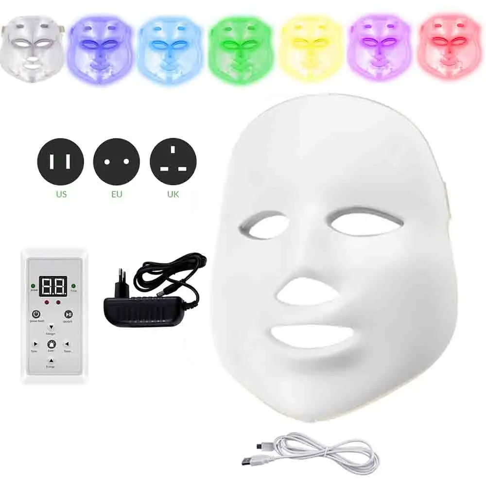 No-neck air box 2 типа, 7 цветов, электрическая светодиодная маска для лица, маска для лица, машинный светильник, терапия, маска от акне, маска для красоты шеи, светодиодная маска для фотонной терапии - Цвет: No-neck air box