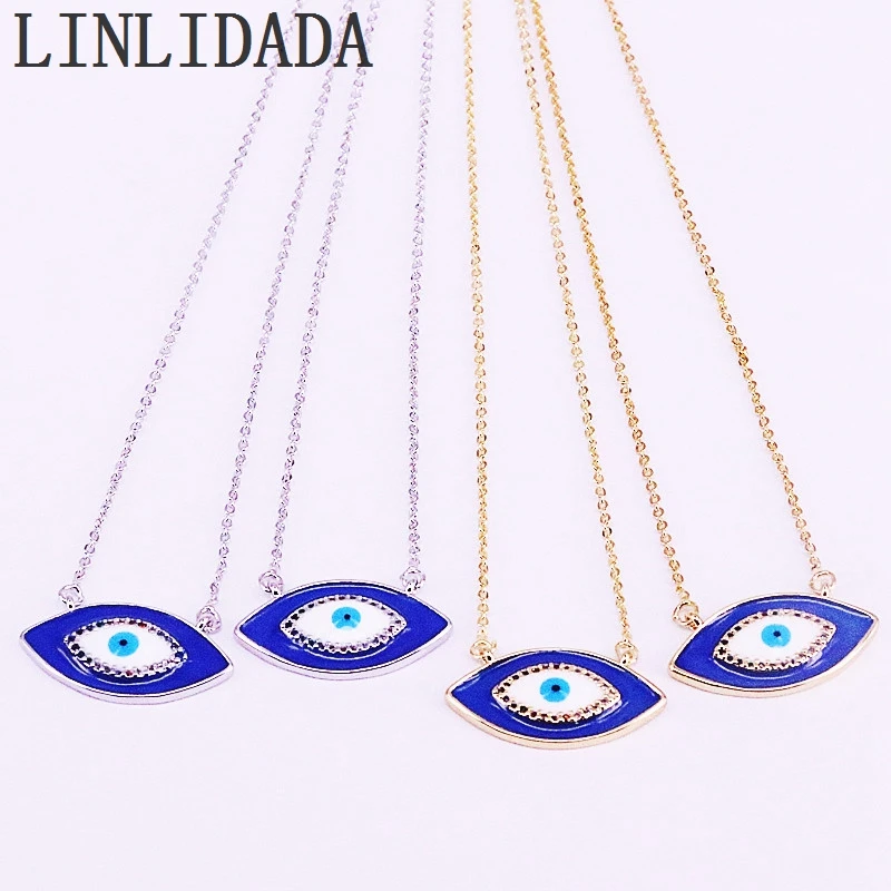 

10Pcs New Arrived Fashion CZ Micro Pave Enamel Eyes Pendant Necklace For Women