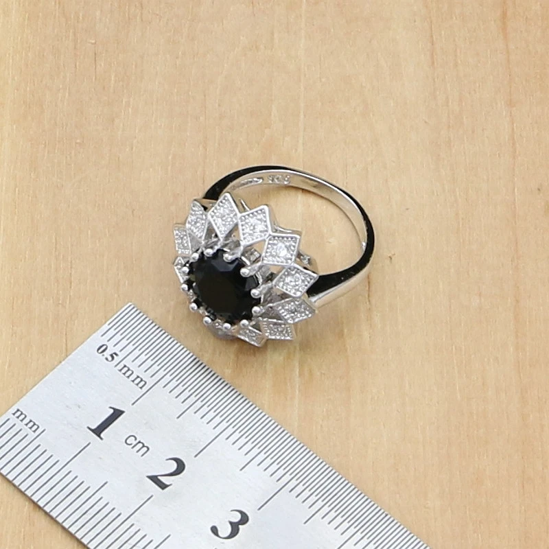 925 серебряный костюм в дубайском стиле Ювелирные наборы черный камень белый