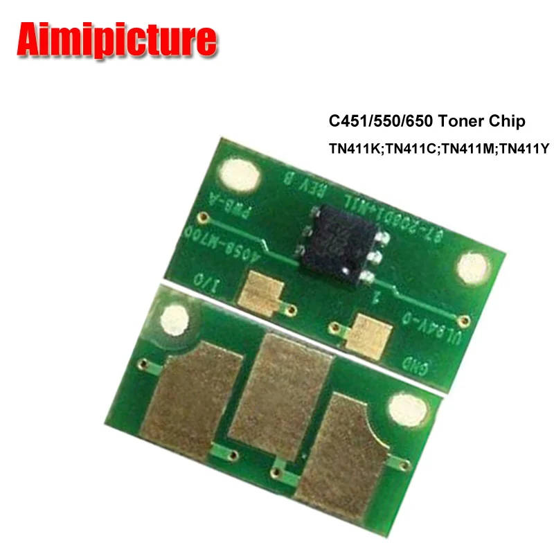 TN411 тонер чип C451 C550 C650 BK C M Y для Konica Minolta bizhub сброса картриджа с тонером 1 комплект