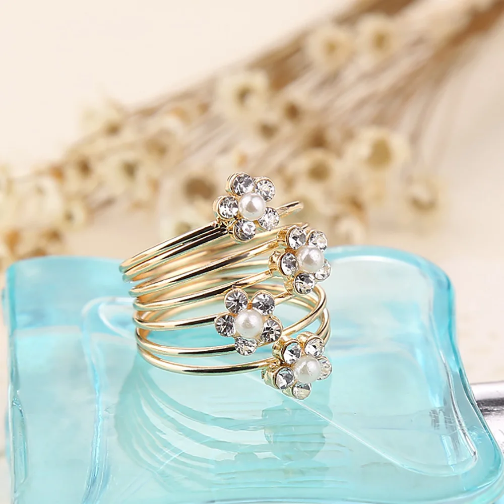 OL Shape Flower Rhinestone Pentagram Star Love Spiral Spring Finger Ring Womens Fashion Jewelry Anillos Mujer B0031 | Украшения и