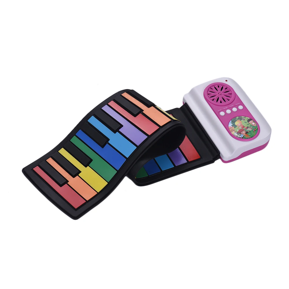 

Портативное электронное пианино 37 клавиш, силиконовая электронная клавиатура с цветными клавишами, музыкальная игрушка для детей