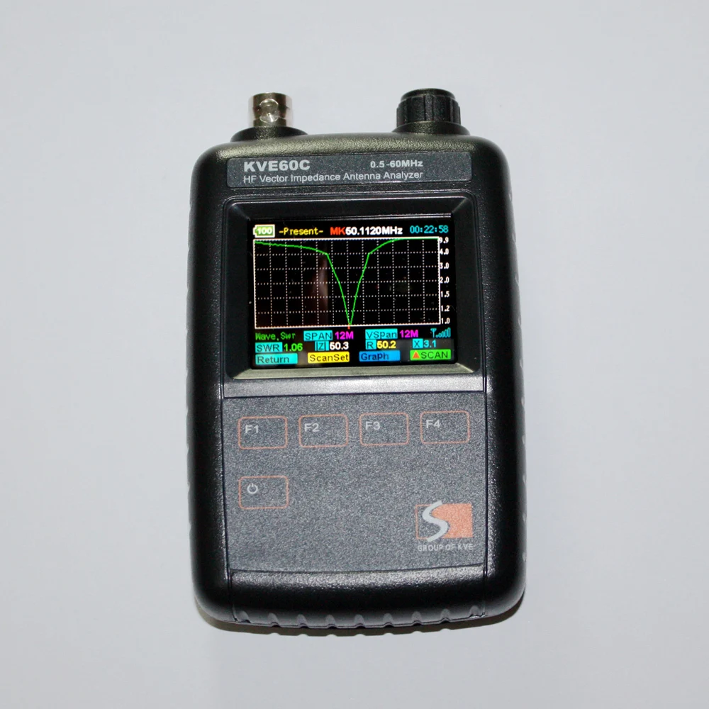 KVE-60C vector Antenna analyzer SWR HF Radio Amateur Color Graphic 0.5-60MHz Gift RF coaxial connectors + dummy load |
