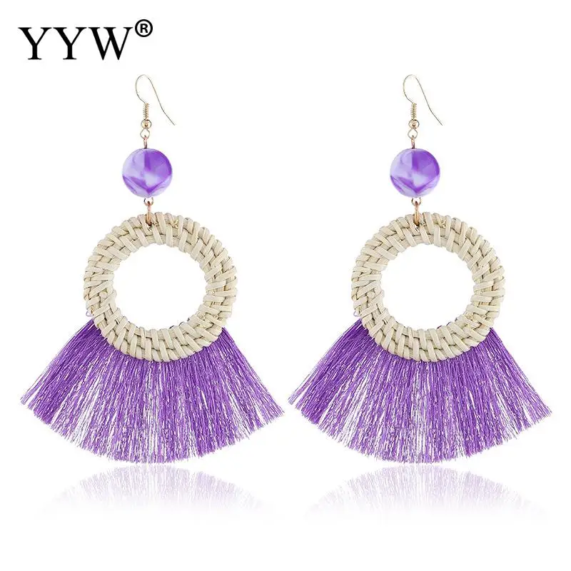 Модные Плетеные висячие серьги YYW с кисточками для женщин вырезами эффектные