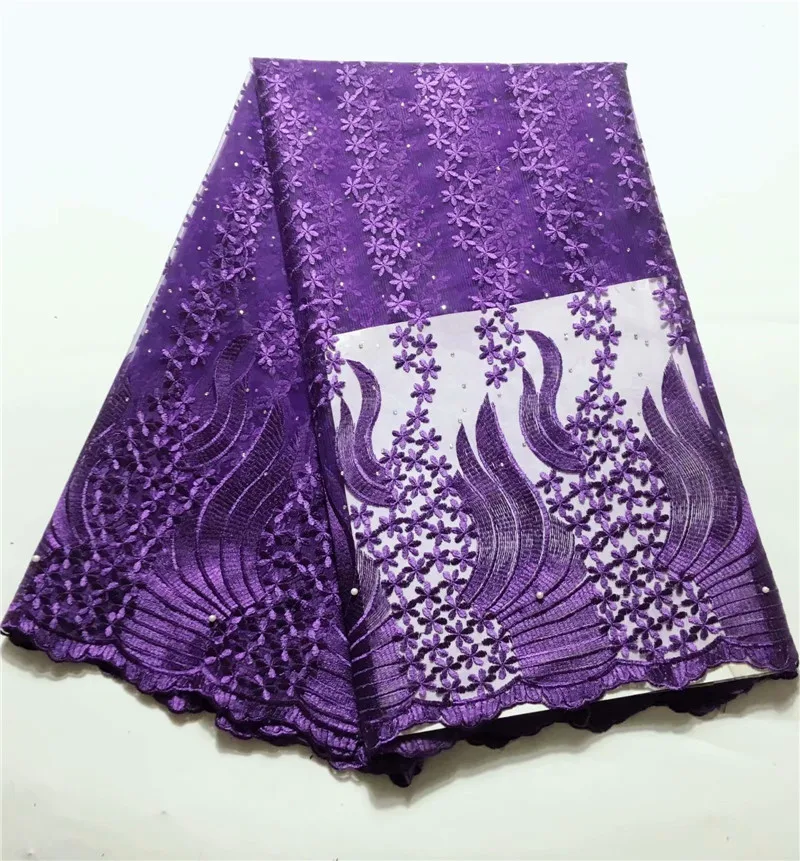 

nigerian lace fabric 2019 high quality new african lace fabric with beads french lace net fabric 5yards for women party dress