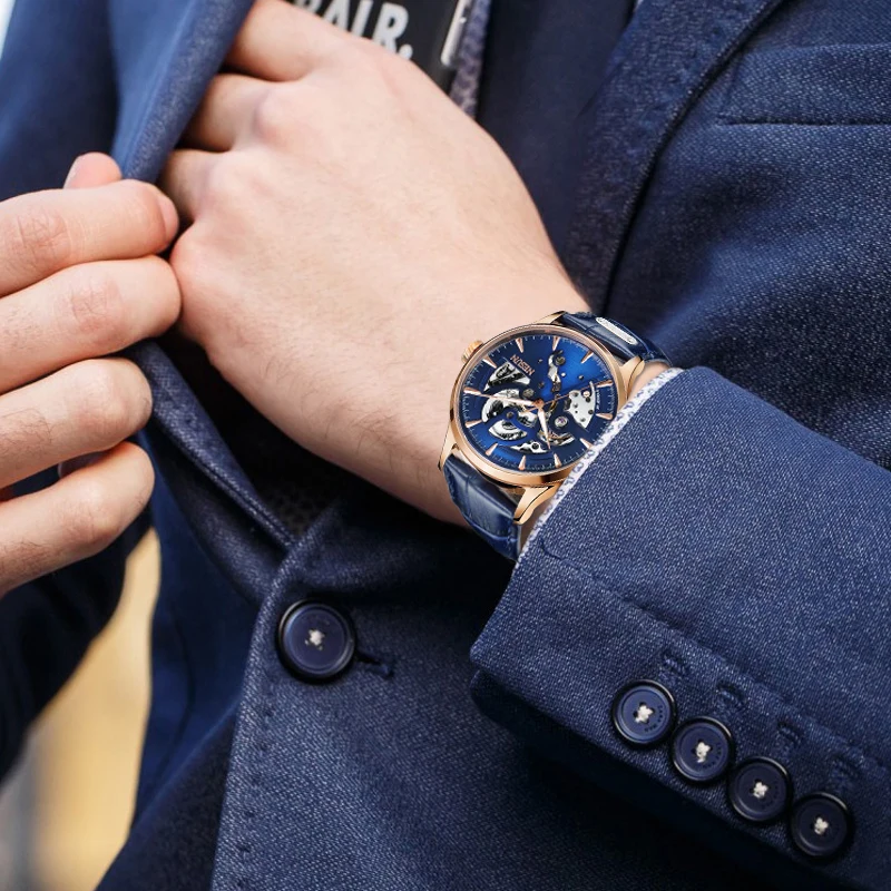 Nesun 9502 Luxury Brand NESUN Men Fully Automatic hollow Mechanical Watches relogio masculino Waterproof clock | Наручные часы