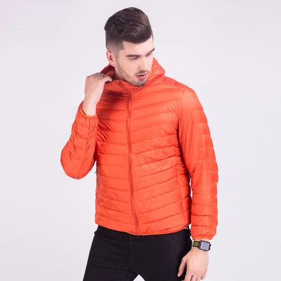 Orange Mens Fashion Winter Jackets Ultra Light Windproof 90% White Duck Down Coats Casual Autumn Portable Puffer Jackets Warm Parkas - Цвет: Orange