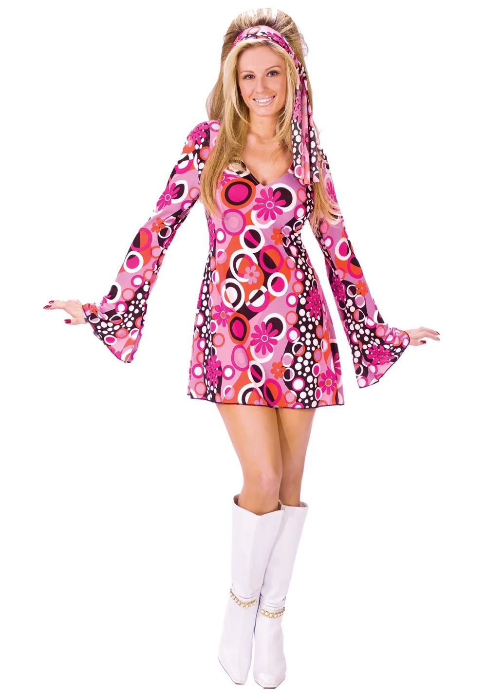 

Women Sexy fancy costumes Free Shipping Feelin Groovy Disco Costume 3S2436 Vintage Disco Dress