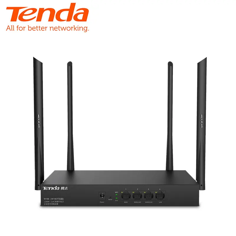 Tenda W18E V1.0 AC1200M беспроводной WiFi роутер с 2,4G/5,0G с высоким коэффициентом усиления, домашний двухдиапазонный Wi-Fi ретранслятор, управление приложением