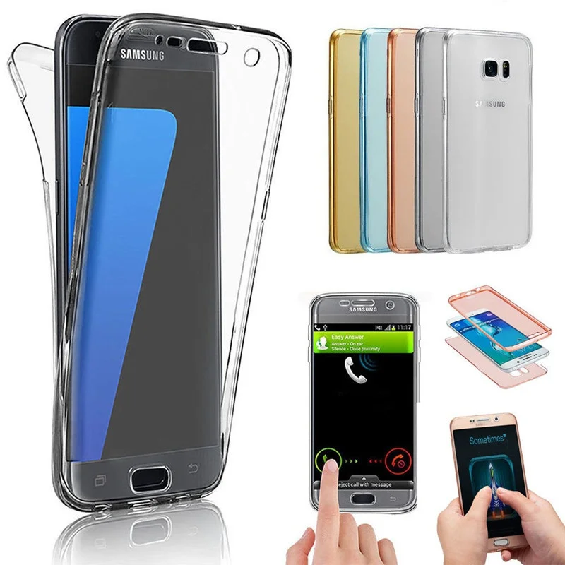 Мягкий прозрачный силиконовый чехол на 360 градусов для Samsung Galaxy S6 S7 Edge S8 S9 S10 Plus Note 8