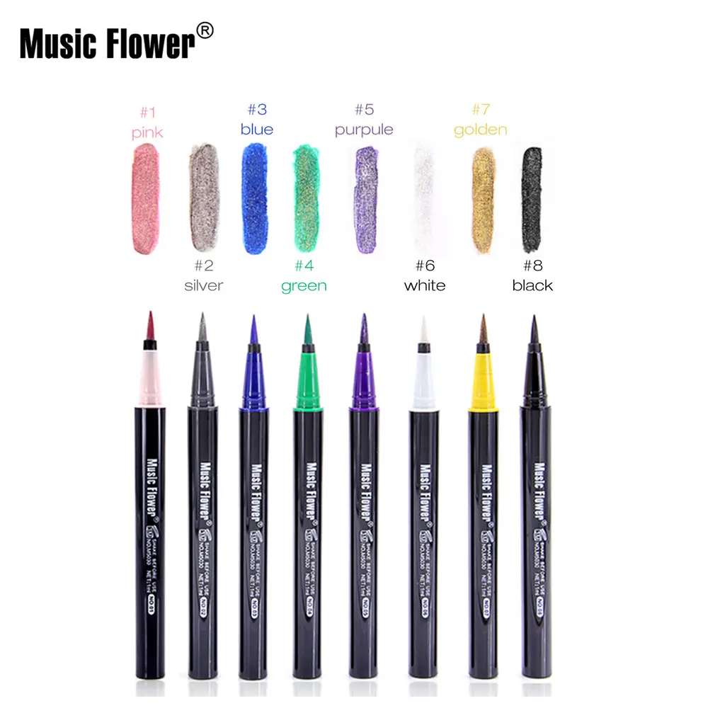 Music Flower 6 цветов Блестящий подводка для глаз карандаш жидкий набор макияжа