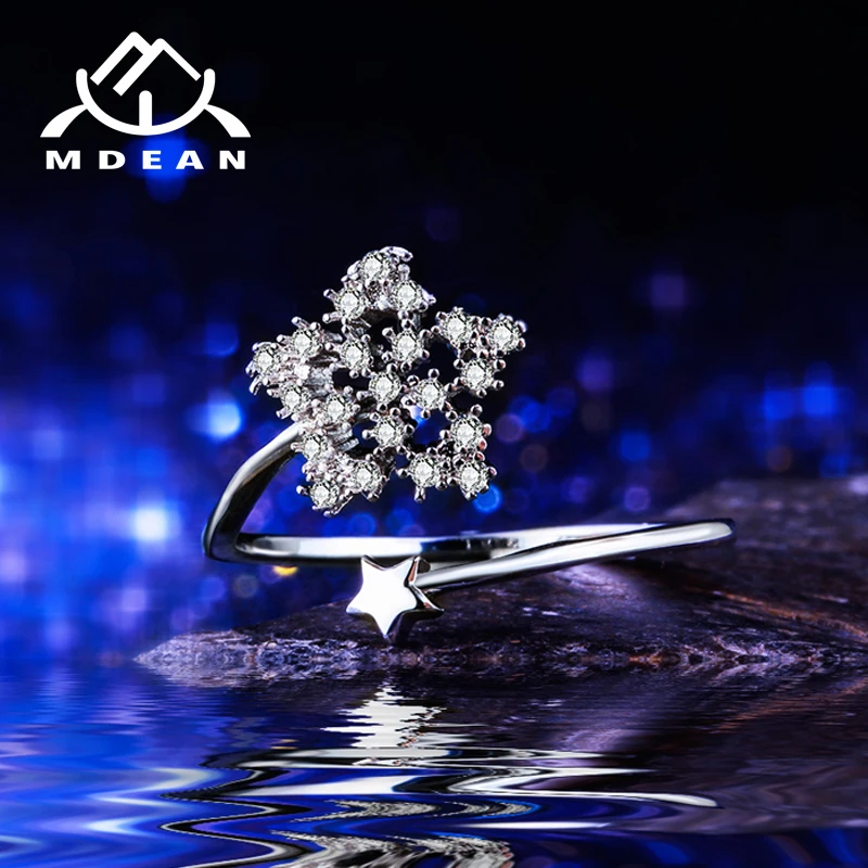 Mdean открытый размер Симпатичные Звезды Кольца для женщин белого золота цвет