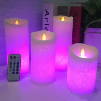 dancing flame led candle with rgb remote controlwax pillar candle for wedding decoration christmas candleroom night light