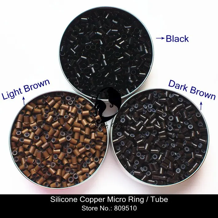 Оптовая продажа 3000 шт./лот силиконовые клеш черного цвета медное микро кольцо для