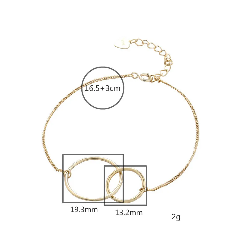 

Simple 18k Gold Bracelets & Bangles Geometric Circle Real 925 Sterling Silver Bracelets For Women Fashion Fine Jewelry Flyleaf