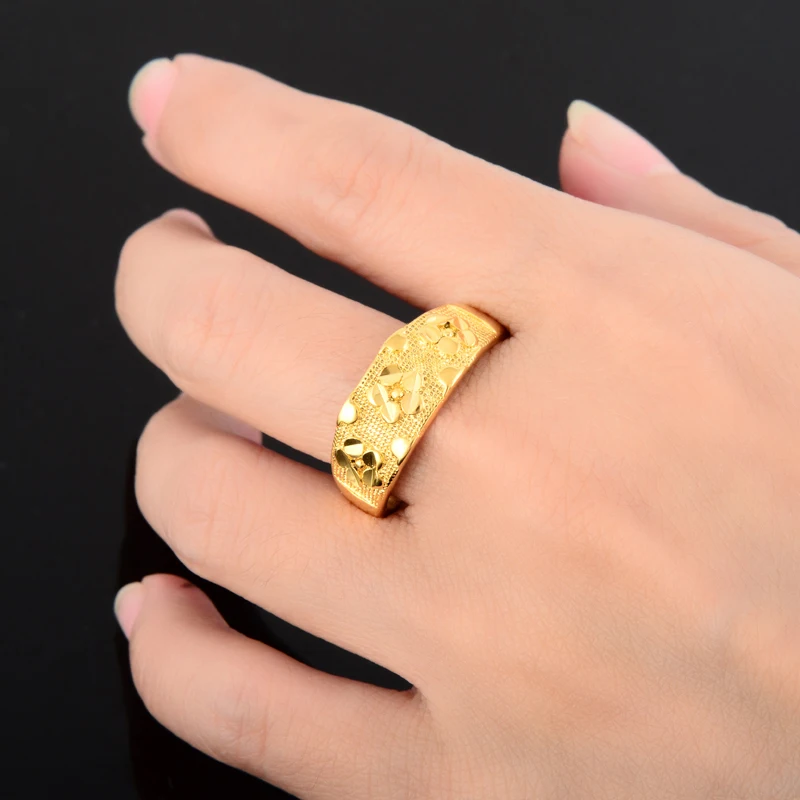 Позолоченные обручальные кольца 24 к для влюбленных красивый цветок высокое