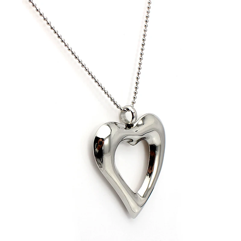 COUYA 2017 New design 316L stainless steel silver big hollow heart pendant necklace women jewelry Free shipping high quality|designer jewelry|jewelry