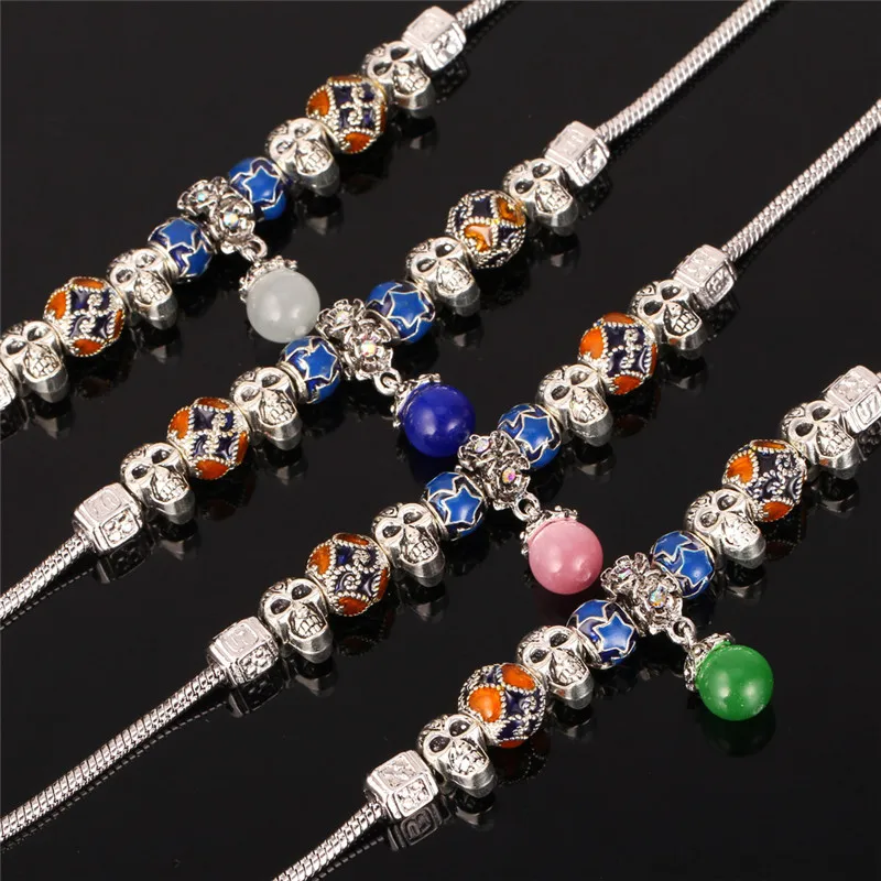 U7 Тибетский Серебряный Шармы Скелет Бусы Ожерелье Натуральный Камень Опал Кулон