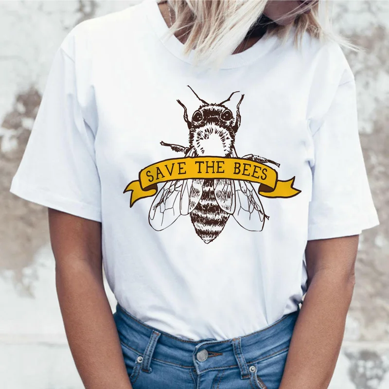 Новинка 2019 модная женская футболка женские футболки pius размера save the bees graphis белая