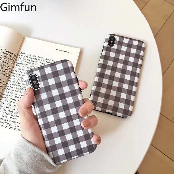 Gimfun Simple Gray Plaid Phone Case Vintage Art Grid for Iphone 6s 7plus 8 X Xs Max Soft Tpu Shell Back Cover | Мобильные телефоны