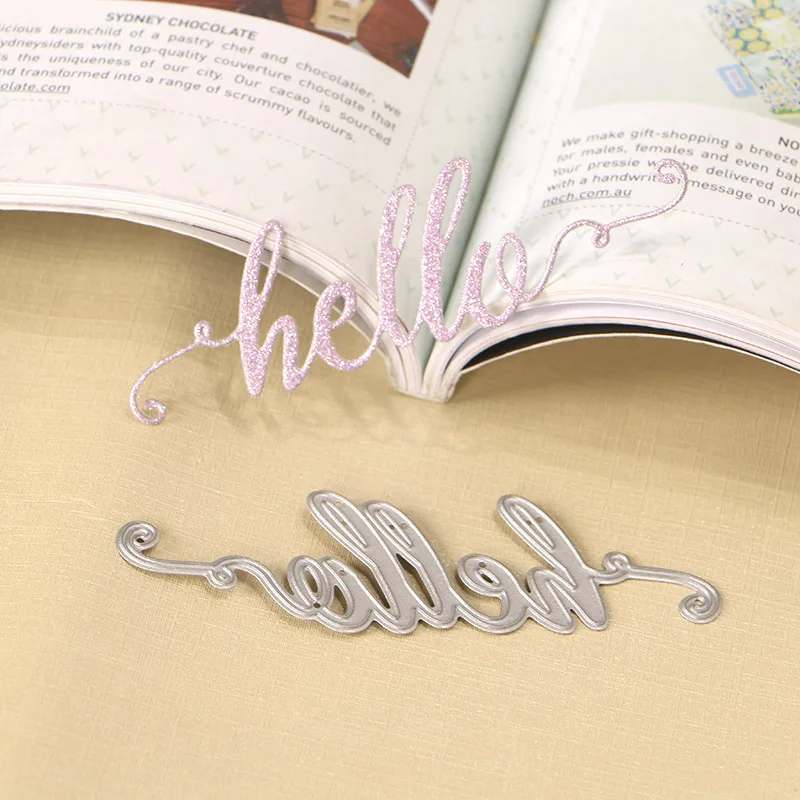 DUOFEN металлические режущие штампы hello lettering тиснение трафарет бумага для